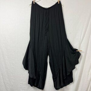 Victorias Secret Satin Wide Leg Ruffle Pull On Pants Womens L Whimsygoth Gypsy